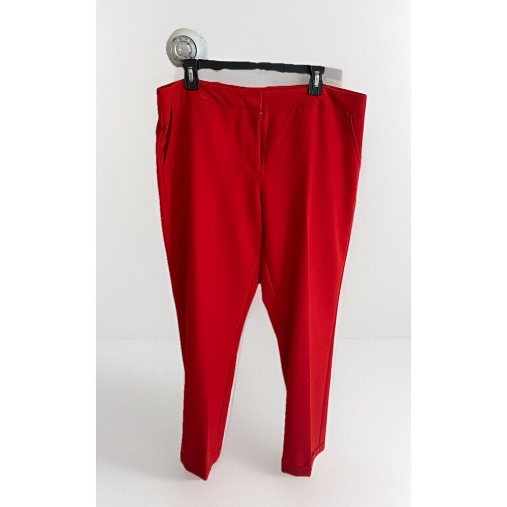Worthington Womens 14 Red Straight Leg 4 Pocket Cuffed Dress Christmas Pants